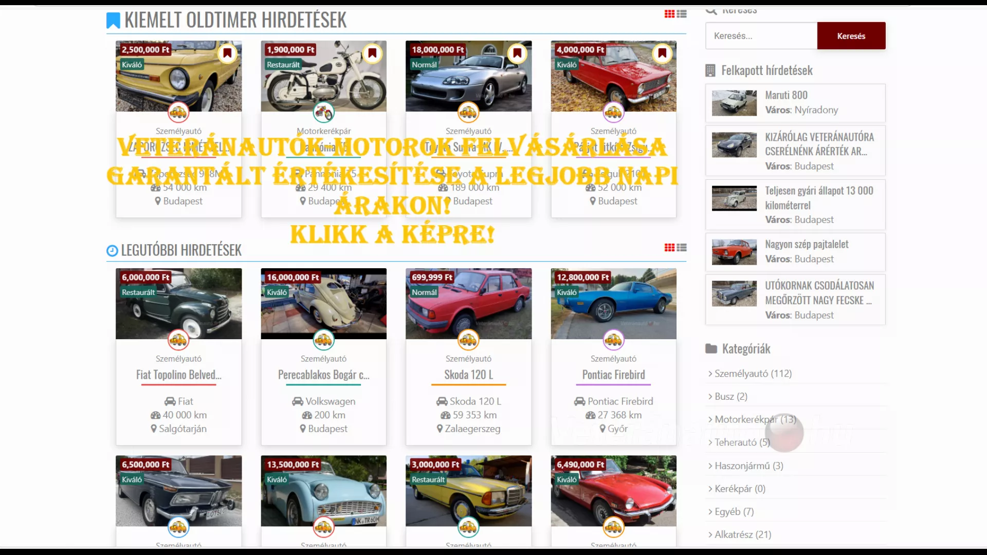 VETERÁNAUTÓK LEGNAGYOBB ONLINE SZABADPIACA